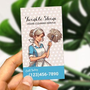 Huis schoonmaken Schattige Meisje Maid Service Pol Visitekaartje