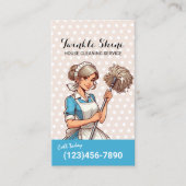 Huis schoonmaken Schattige Meisje Maid Service Pol Visitekaartje (Voorkant)