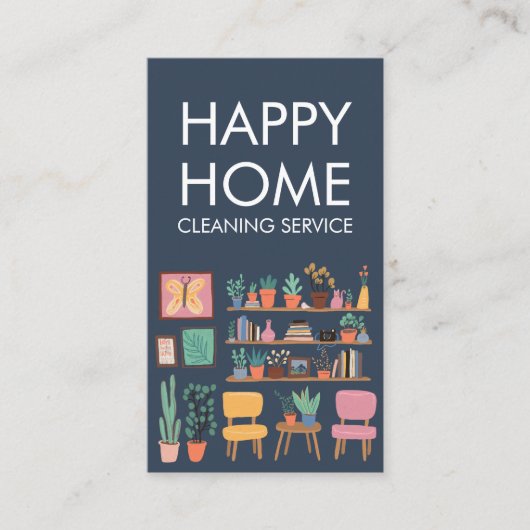Huis schoonmaken Schattigee woonkamer kunst aangep Visitekaartje (Voorkant)