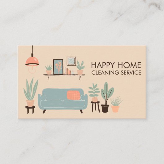 Huis schoonmaken Schattigee woonkamer kunst aangep Visitekaartje (Voorkant)
