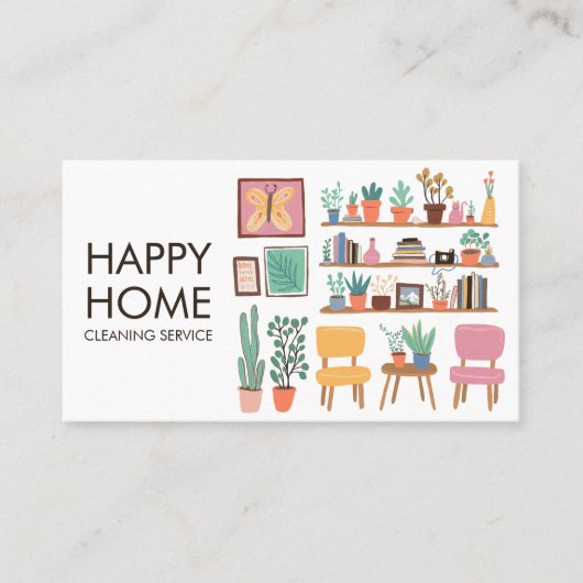 Huis schoonmaken Schattigee woonkamer kunst aangep Visitekaartje (Voorkant)