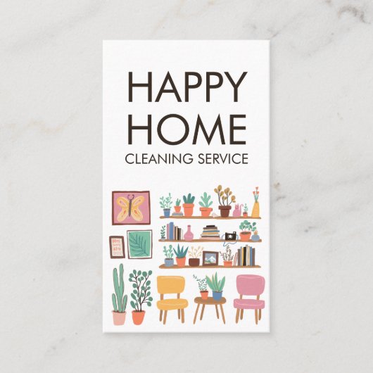 Huis schoonmaken Schattigee woonkamer kunst aangep Visitekaartje (Voorkant)