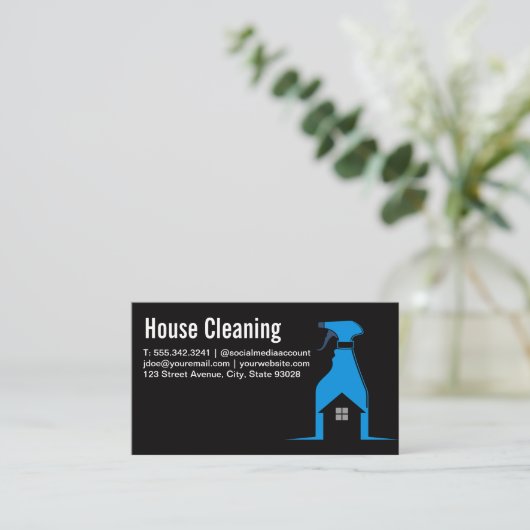 Huis schoonmaken | Spuitfles Home Logo Visitekaartje (Staand voorkant)
