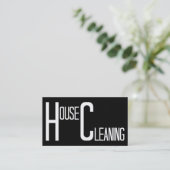 Huis schoonmaken zwart-wit visitekaartje (Staand voorkant)