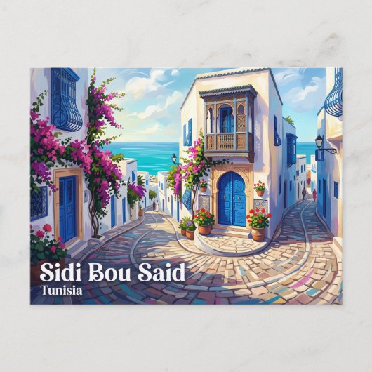 Huis Sidi Bou Said Tunesië Briefkaart (Voorkant)