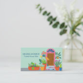 Huis Sitter Schattigee voordeur aangepaste QR-code Visitekaartje (Staand voorkant)