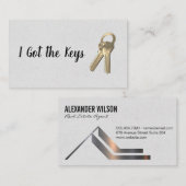 Huis Sleutels | Vastgoed Metallic Geborsteld Logo Visitekaartje (Voorkant / Achterkant)