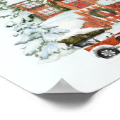 huis Sneeuwscène met vrolijk kerstfeest Poster (Hoek)