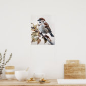 Huis Sparrow Bird Art Print Poster (Keuken)