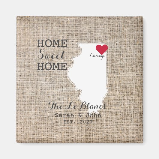 Huis Sweet Home Chicago | Illinois Rustic Magneet (Voorkant)