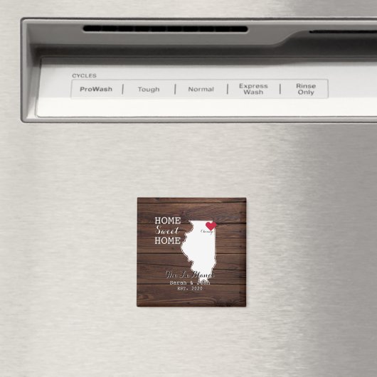 Huis Sweet Home Chicago | Illinois Rustic Wood Magneet (Insitu (Vaatwasser))