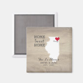 Huis Sweet Home Chicago | Illinois Rustic Wood Magneet (Voorkant / Achterkant)