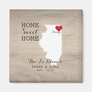 Huis Sweet Home Chicago   Illinois Rustic Wood Magneet
