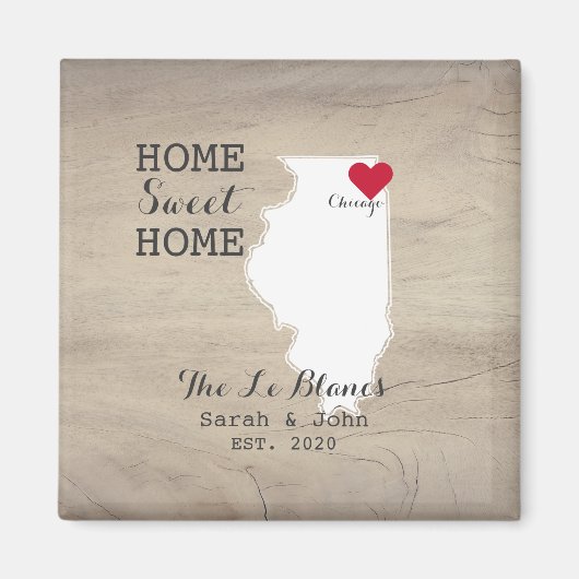 Huis Sweet Home Chicago | Illinois Rustic Wood Magneet (Voorkant)