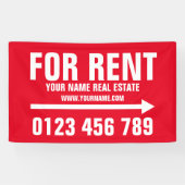 Huis te huur onroerend goed bannertje met pijl spandoek (Horizontaal)