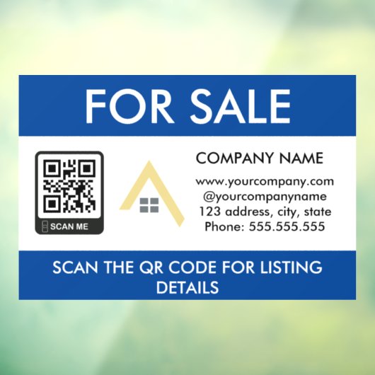 Huis te koop QR Code Business Logo Sign Raamsticker (Vel 3)