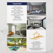 Huis te koop vastgoedlisting Navy Blue Foto Flyer (Achterkant)