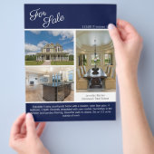 Huis te koop vastgoedlisting Navy Blue Foto Flyer (Hand)
