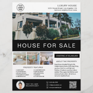 Huis te koop Vastgoedmakelaar Custom Logo QR Flyer