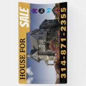 Huis te koop zwart goud spandoek (Verticaal)