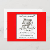 Huis Tekenen op Briefkaart Rode adreswijziging (Voorkant / Achterkant)