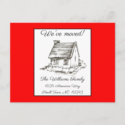 Huis Tekenen op Briefkaart Rode adreswijziging (Voorkant)