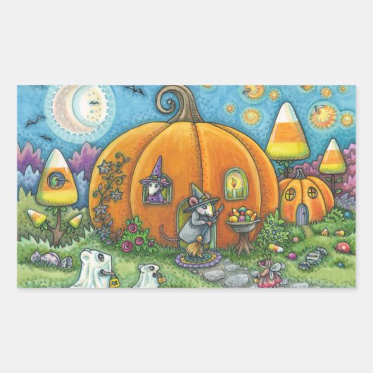HUIS-, TRICK- EN TREATINGSTOESTELLEN RECHTHOEKIGE STICKER (Voorkant)