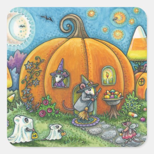 HUIS-, TRICK- EN TREATINGSTOESTELLEN VIERKANTE STICKER (Voorkant)