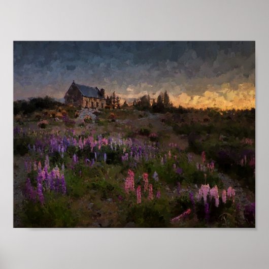 Huis tussen lavendel poster (Voorkant)