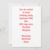 Huis van aardbeien shortcake feestje kaart (Achterkant)