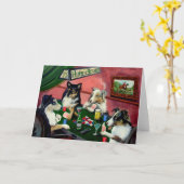 Huis van Aussies 4 Honden die het Wenskaart van de Kaart (Gele Bloem)