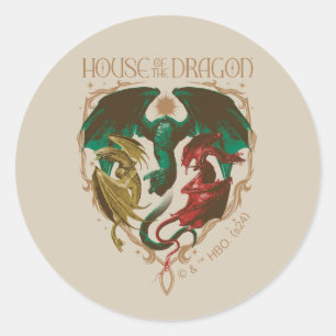 Huis van de Draak   Drakenschild Ronde Sticker