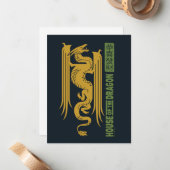 Huis van de Draak Goud & Groen Nieuw Jaar | 恭喜發財 Notitiekaartje (Voorkant / Achterkant in situ)