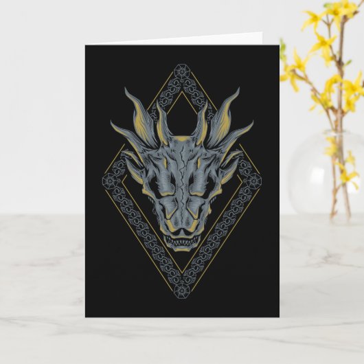 HUIS VAN DE DRACON | Balerion Schedel Diamant Kaart (Gele Bloem)