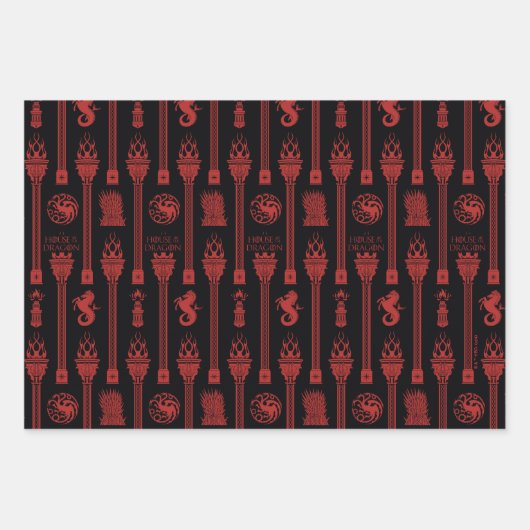 Huis van de Dragon Crest Patroon Inpakpapier Vel (Voorkant)