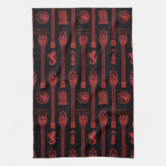 Huis van de Dragon Crest Patroon Theedoek (Verticaal)