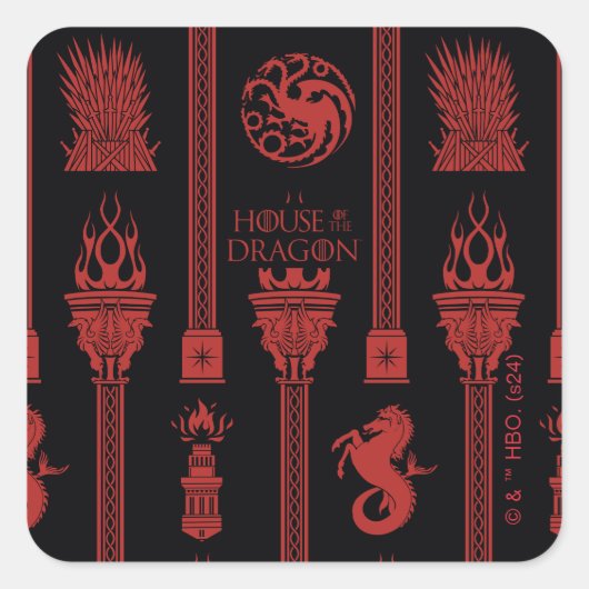 Huis van de Dragon Crest Patroon Vierkante Sticker (Voorkant)