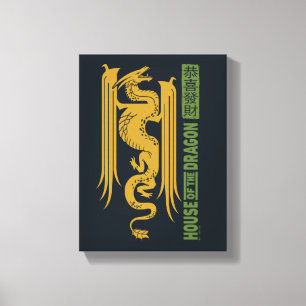 Huis van de Dragon Goud & Groen Nieuwjaar   恭喜發財 Canvas Afdruk