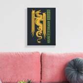 Huis van de Dragon Goud & Groen Nieuwjaar | 恭喜發財 Canvas Afdruk (Insitu (Woonkamer))