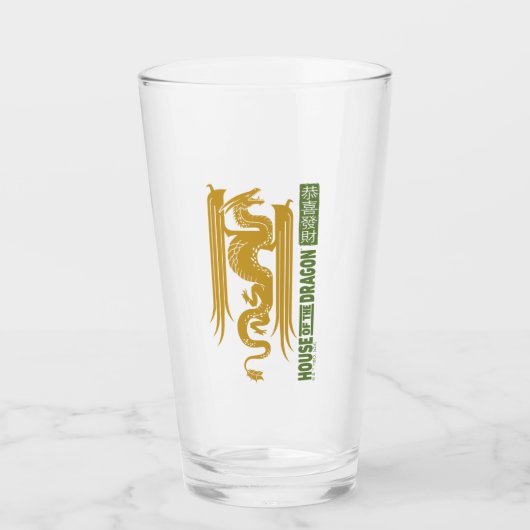 Huis van de Dragon Goud & Groen Nieuwjaar | 恭喜發財 Glas (Voorkant)