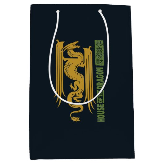 Huis van de Dragon Goud & Groen Nieuwjaar | 恭喜發財 Medium Cadeauzakje (Voorkant)