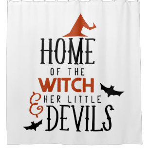 Huis van de heks en haar kleine duivels Halloween Douchegordijn