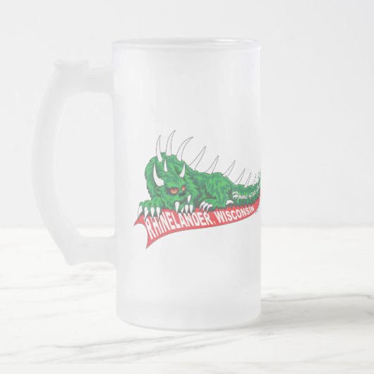 Huis van de Hodag Rhinelander WI Matglas Bierpul (Links)