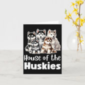 Huis Van De Husky's Malse Waterverf Honden Husky's Kaart (Gele Bloem)