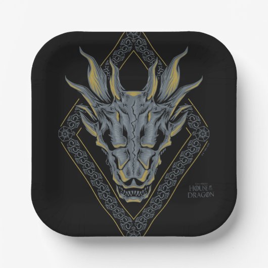 HUIS VAN DE TEKST | Balerion Skull Diamond Papieren Bordje (Voorkant)