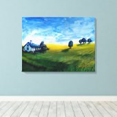 Huis van de Triptych voor het platteland Canvas Afdruk (Insitu (Houten vloer))