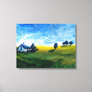 Huis van de Triptych voor het platteland Canvas Afdruk