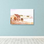 Huis van de Visser Waterverf Canvasprint Canvas Afdruk (Insitu (Houten vloer))