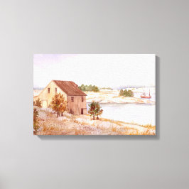 Huis van de Visser Waterverf Canvasprint Canvas Afdruk