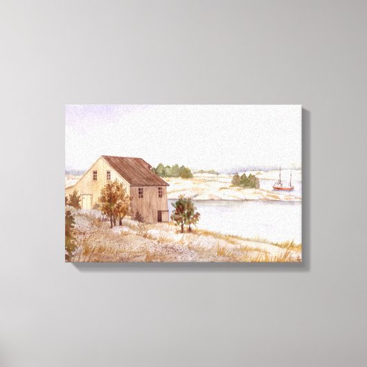 Huis van de Visser Waterverf Canvasprint Canvas Afdruk (Voorkant)